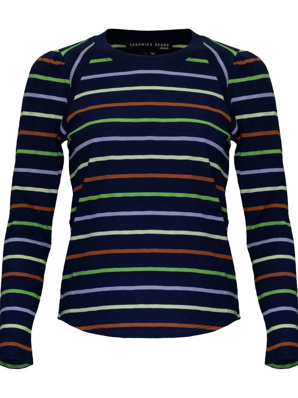 Veronica Beard Navy Mason Multistripe Long Sleeve Tee